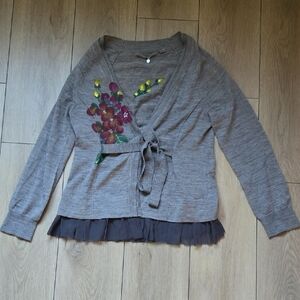 ANTHROPOLOGIe KNITTED&KNOTTED Wool Wrap Sweater Sz M